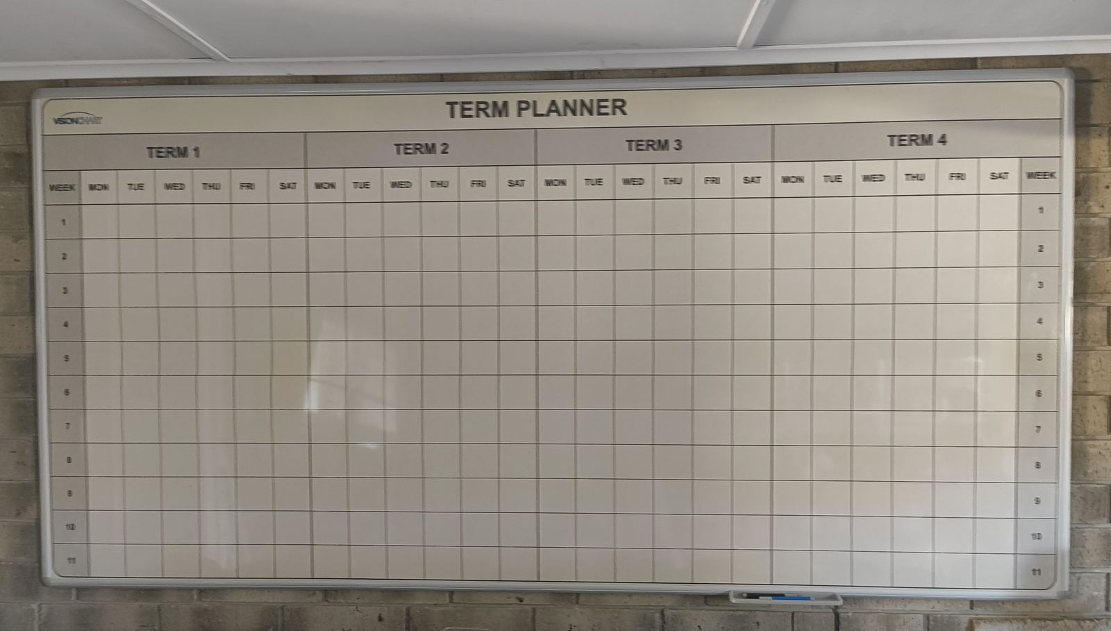 Whiteboard after wall mounting