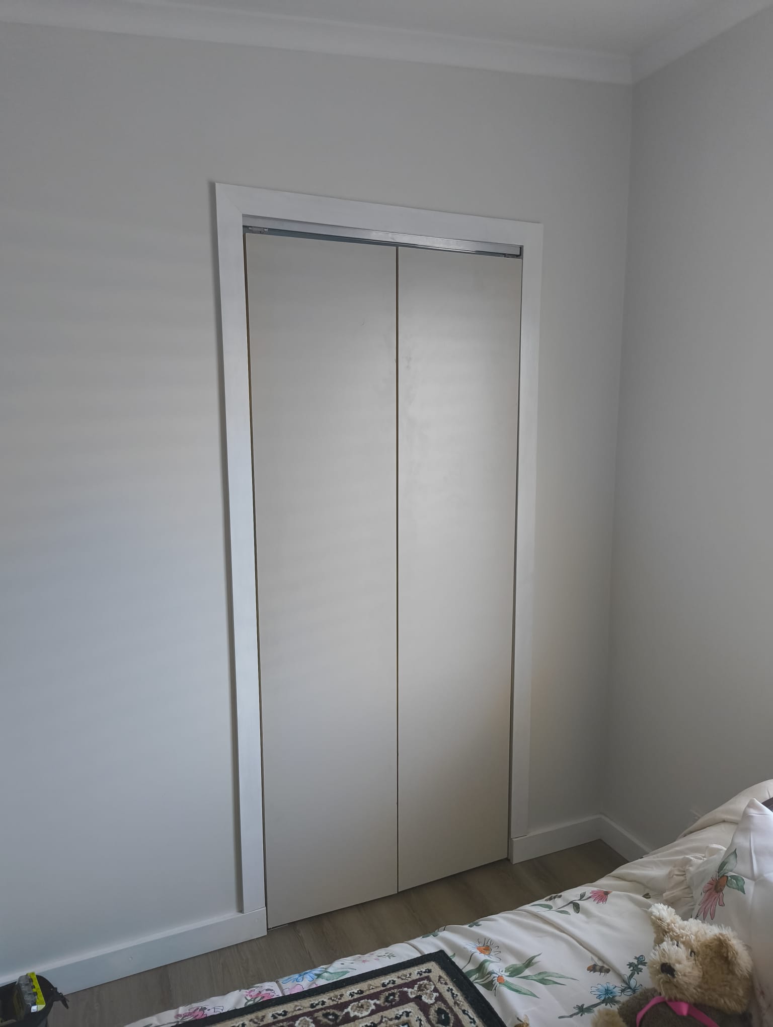 Bi-fold sliding door after installation